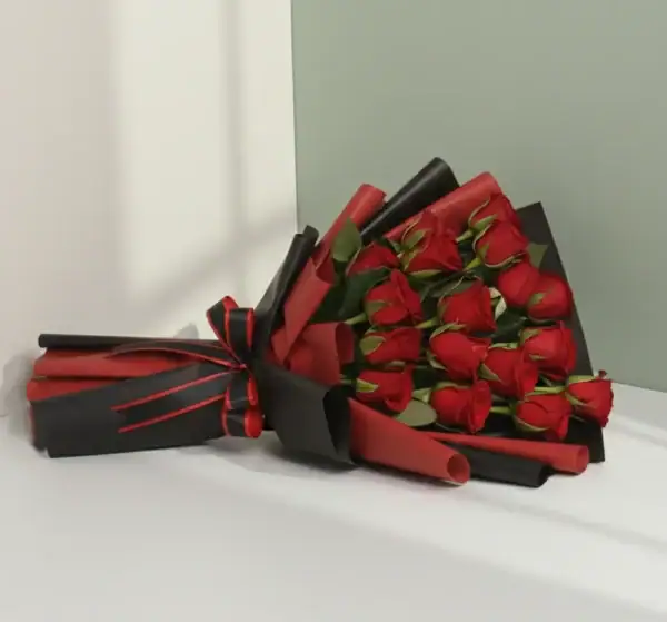 Red Rose Bouquet on table