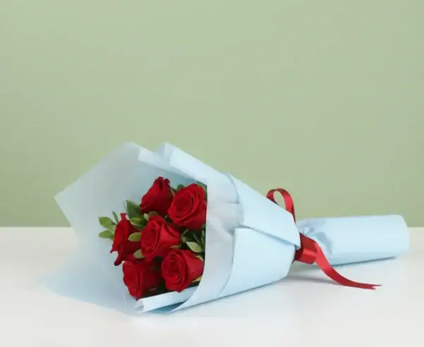 Red Rose Bouquet on table