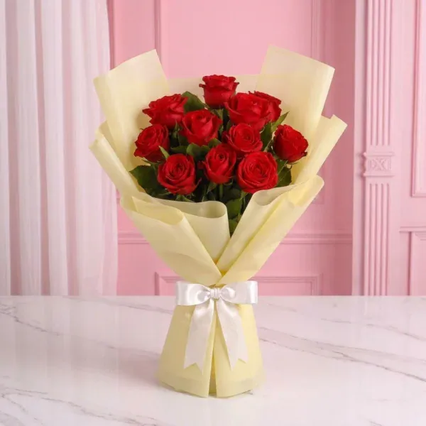 Red Roses Bouquet - 10 Stems