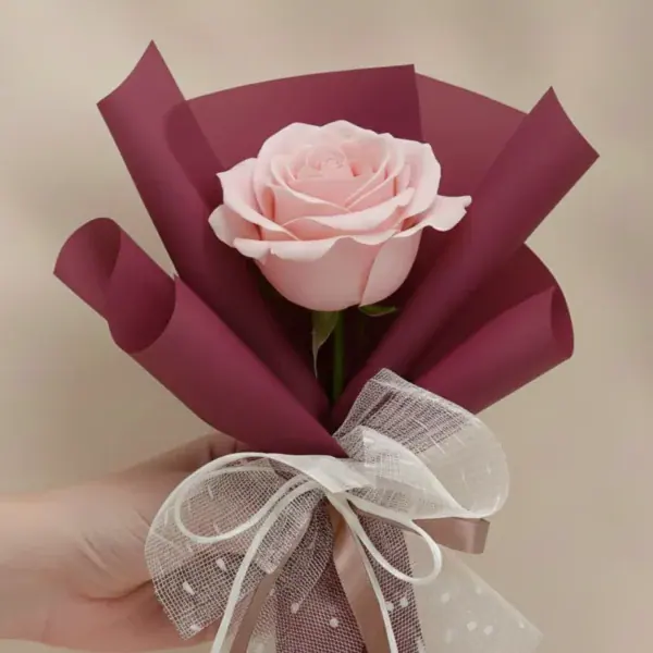Single Stem Pink Rose Bouquet