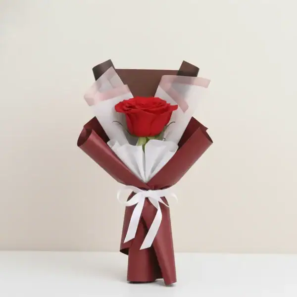 Single Stem Red Rose Bouquet
