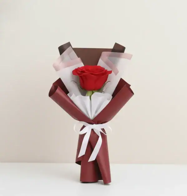 Single Stem Red Rose Bouquet