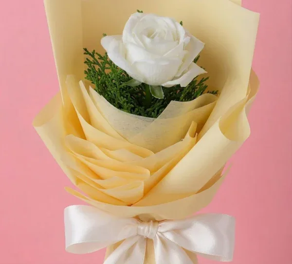 Single Stem White Rose Bouquet