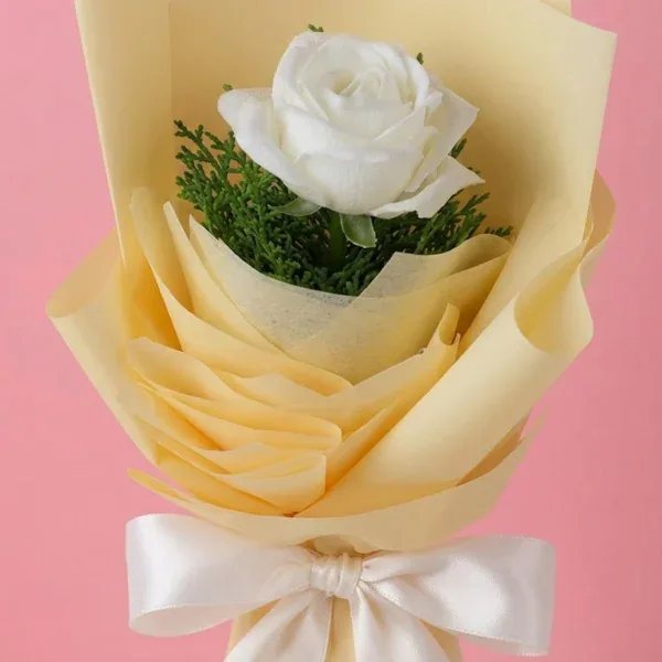 Single Stem White Rose Bouquet