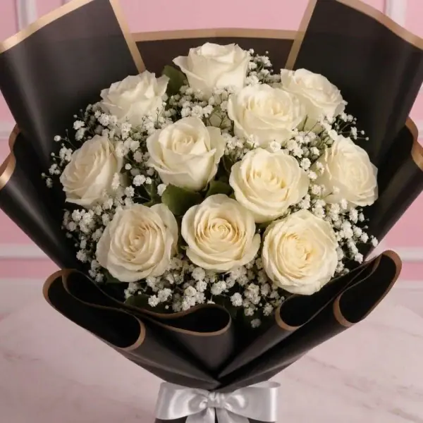 White Rose Bouquet - 10 Stems