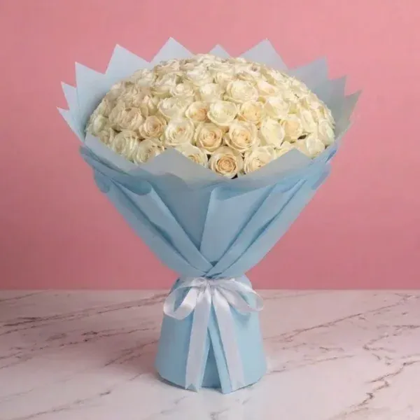 White Roses Bouquet - 100 Stems
