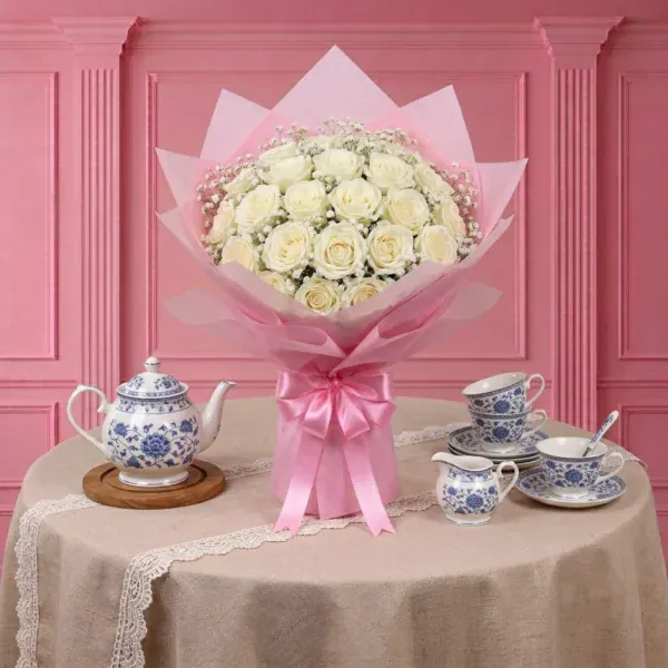 White Roses Bouquet - 20 Stems