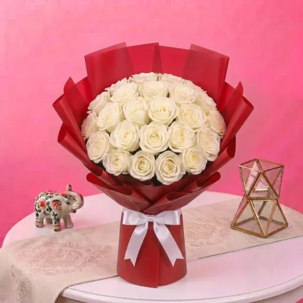 White Roses Bouquet - 20 Stems