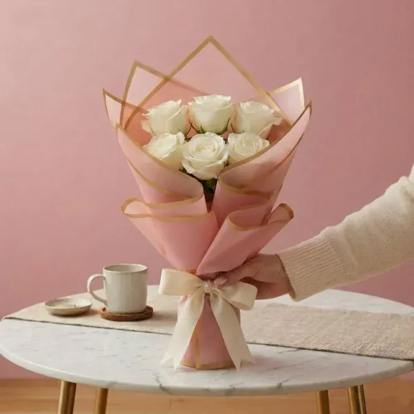 White Roses Bouquet - 6 stems