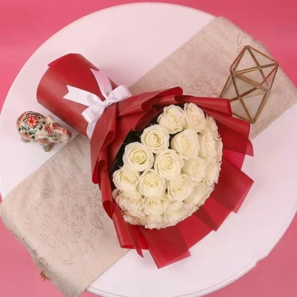 White Roses Bouquet on the table