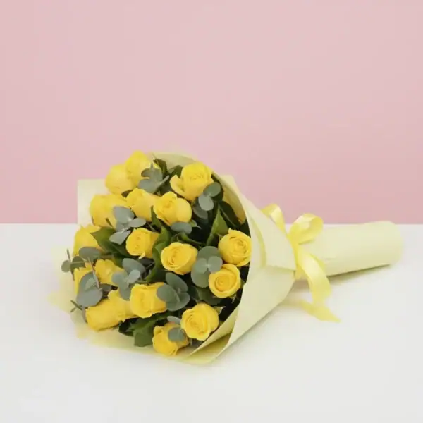 Yellow Rose Bouquet on table
