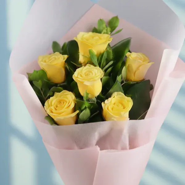 Yellow Rose Bouquet wrapped in high quality paper