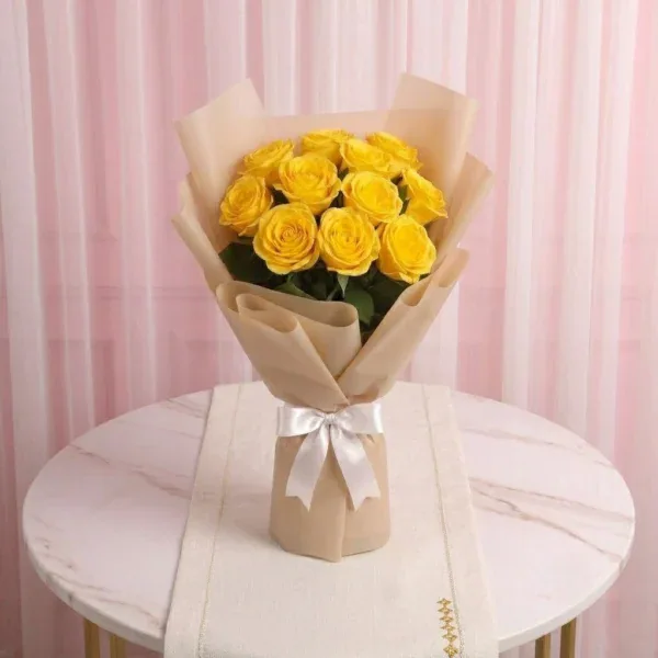Yellow Roses Bouquet - 10 Stems