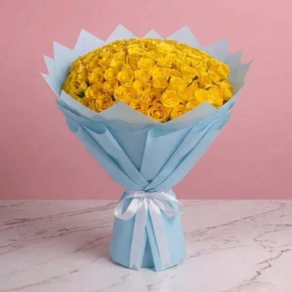 Yellow Roses Bouquet - 100 Stems