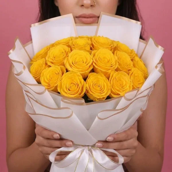 Yellow Roses Bouquet held in hands