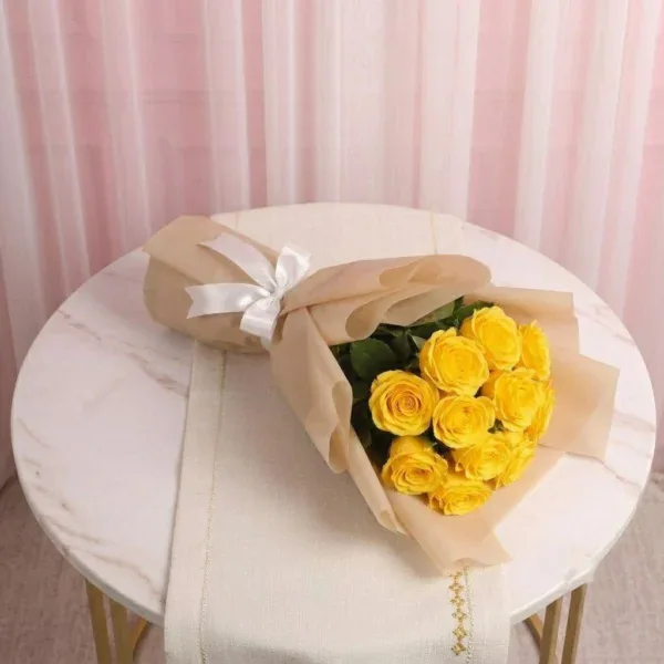 Yellow Roses Bouquet on table