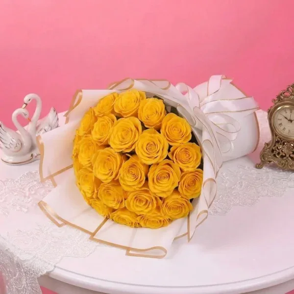 Yellow Roses Bouquet on the table